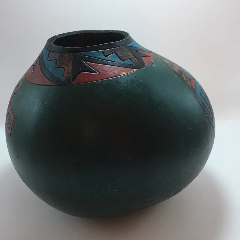 Stone Heat Studios Native American Craved/Painted Gourd
